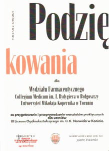 Podziękowania za organizację VII edycji w. Kliknij, aby powiększyć zdjęcie.