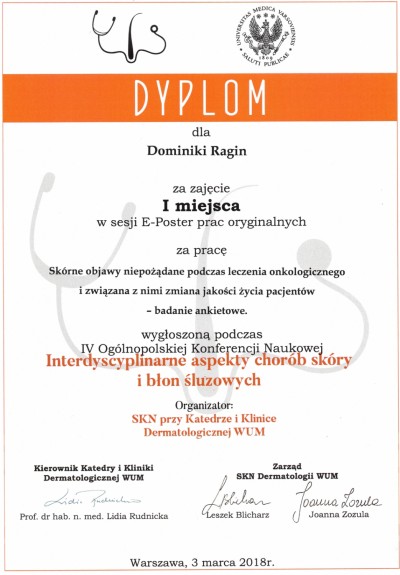 Interdyscyplinarne Aspekty Chorób Skóry i Błon Śluzowych - dyplom 