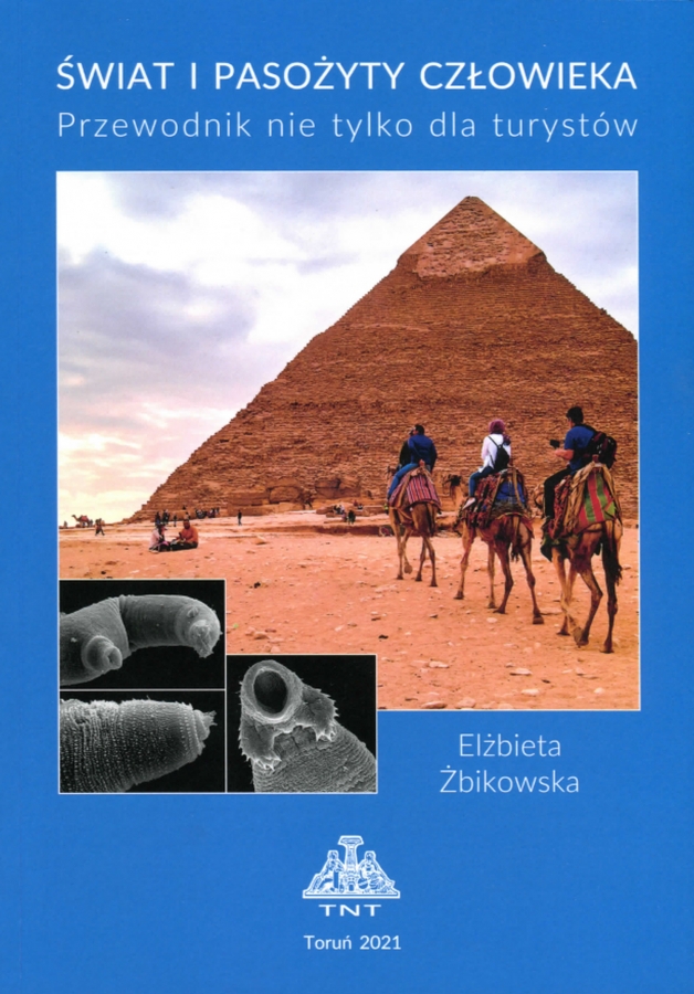 Okładka książki Prof Żbikowskiej. Na niej wielbłąd, w tle piramidy. Na pierwszym planie pasożyty
