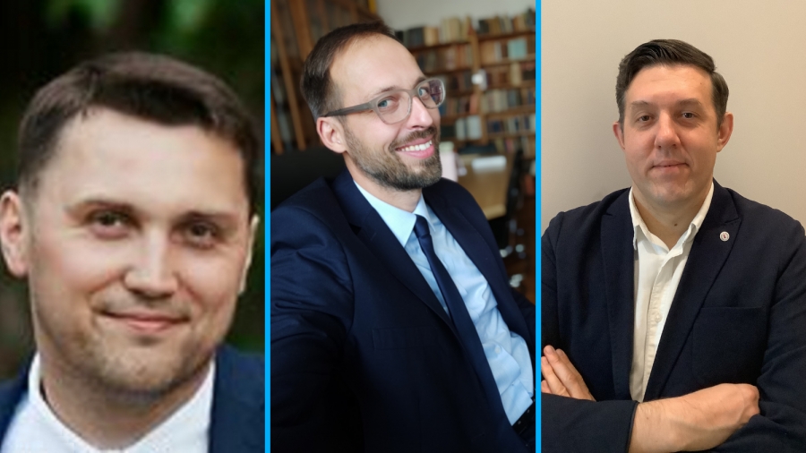 dr Adam Bednarczyk z Katedry Orientalistyki, dr hab. Rafał Toczko, prof. UMK z Katedry Filologii Klasycznej, dr hab. Karol Karp, prof. UMK z  Katedry Literatury Włoskiej i Hiszpańskojęzycznej