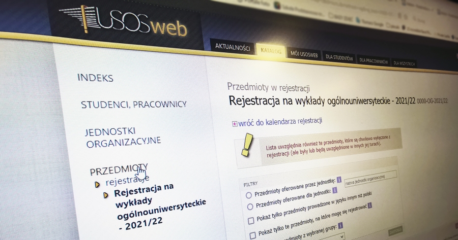 Widok ekranu i systemu USOSweb