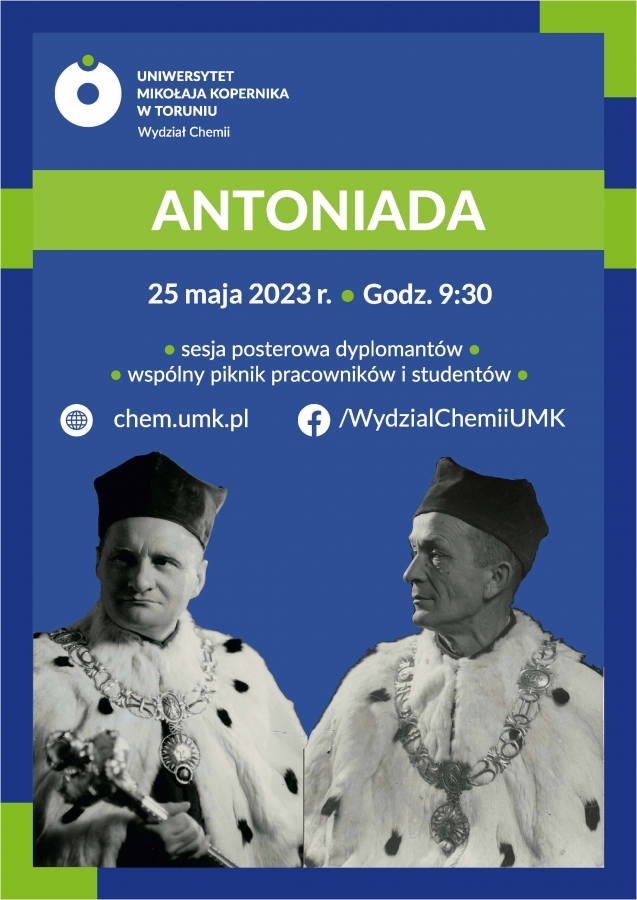 Plakat informacyjny dotyczący Antoniady; Rektorzy UMK