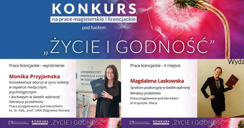 obrazek wiadomości: Wyróżnienia w VII Ogólnopolskim Konkursie Akademickim „Życie i godność”