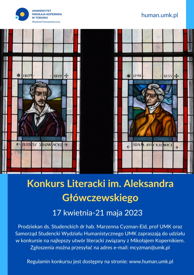 Witraże z portretami Juliusza Słowackiego i Adama Mickiewicza w Collegium Maius.