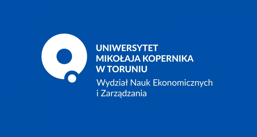 Logo Wydziału na niebieskim tle