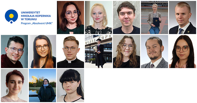 kolaż zdjęć portretowych 15 najlepszych absolwentów i absolwentek UMK