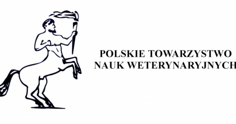 Logo PTNW. Centaur z pochodnią, stoi na tylnych nogach, obok nazwa Towarzystwa