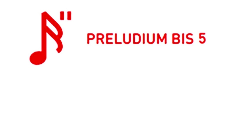 Grafika z czerwonym napisem na białym tle głoszącym PRELUDIUM BIS 5 i logo NCN