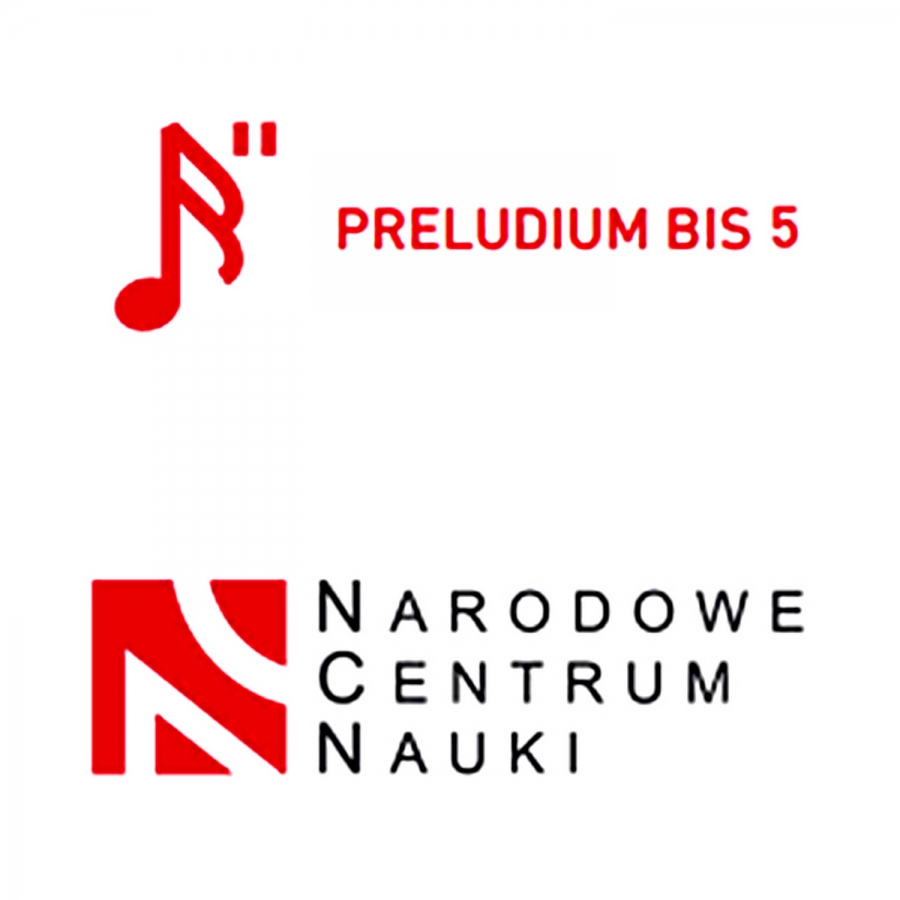 Grafika z czerwonym napisem na białym tle głoszącym PRELUDIUM BIS 5 i logo NCN