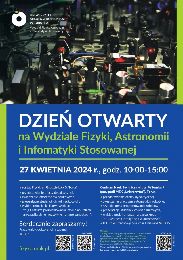 Plakat reklamujący Dzień Otwarty Wydziału