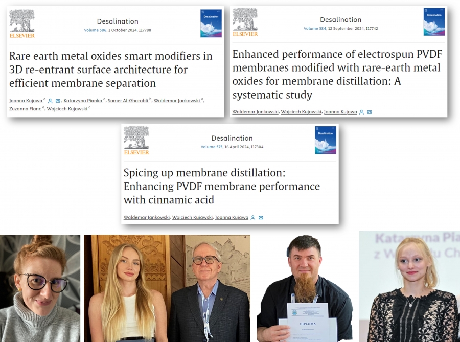Od lewej: dr hab. Joanna Kujawa, prof. UMK, mgr Zuzanna Flanc, prof. dr hab. Wojciech Kujawski, mgr Waldemar Jankowski, mgr Katarzyna Pianka