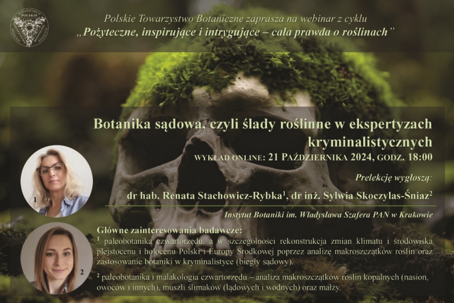 Prelegentki na tle zdjęcia czaszki porośniętej mchem