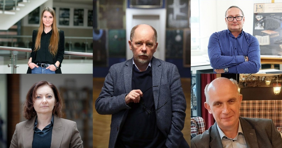 Kolaż złożony z pięciu zdjęć naukowców, którzy otrzymali Stypendia Lanckorońskich