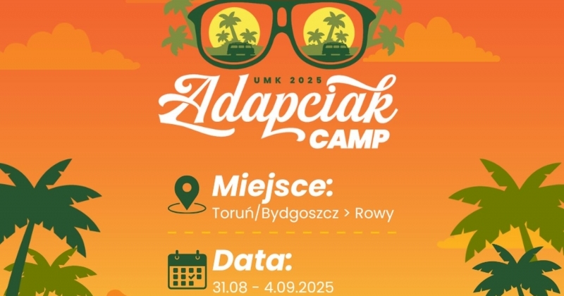 Plakat reklamujący obóz integracyjny UMK dla studentów I roku 