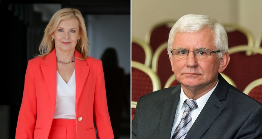 Portrety prof. dr hab. Marleny Ciechan-Kujawy oraz prof. dr hab. Zenona Wiśniewskiego, pracowników naukowych Wydziału Nauk Ekonomicznych i Zarządzania Uniwersytetu Mikołaja Kopernika w Toruniu, uczestniczących w pracach Zespołu tematycznego ds. rozwoju gospodarczego w ramach opracowywania Strategii rozwoju miasta Torunia do 2035 roku