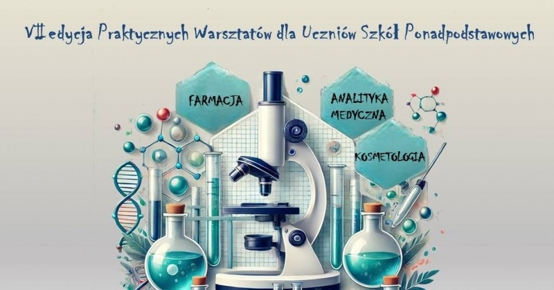 Warsztaty dla szkół ponadpodstawowych  VII edycja_plakat przedstawiający mikroskop