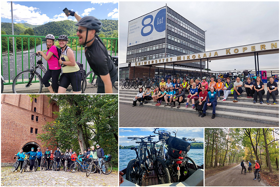 kolaż zdjęć z rowerami