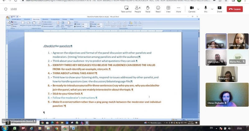 Zrzut ekranu z komputera ze zdjęciami uczestników