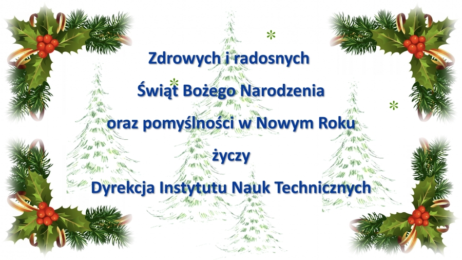 Grafika bożonarodzeniowa z życzeniami - tekst otoczony ozdobionymi gałazkami świertku