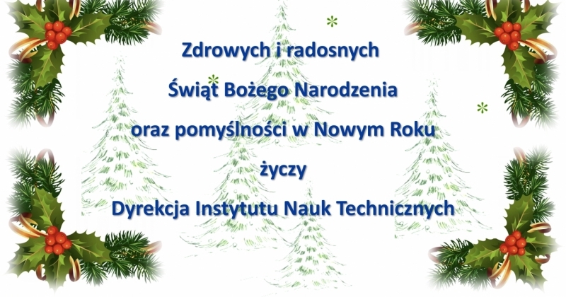 Grafika bożonarodzeniowa z życzeniami - tekst otoczony ozdobionymi gałazkami świertku