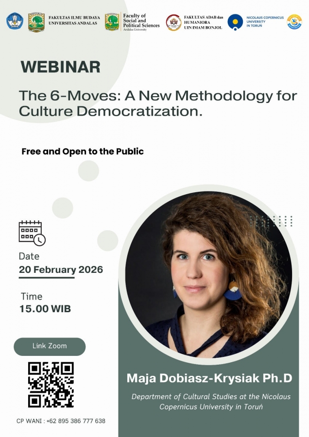 Fragment plakatu promującego wykład pt. The 6-Moves: A New Methodology for Culture Democratization