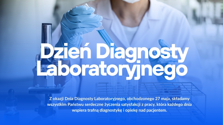 Dzień Diagnosty Laboratoryjnego  - na zdjęciu diagnosta z probówką