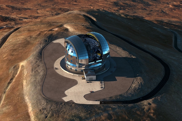 Wizualizacja budowanego już teleskopu E-ELT. [fot. Credit: ESO/L. Calçada]