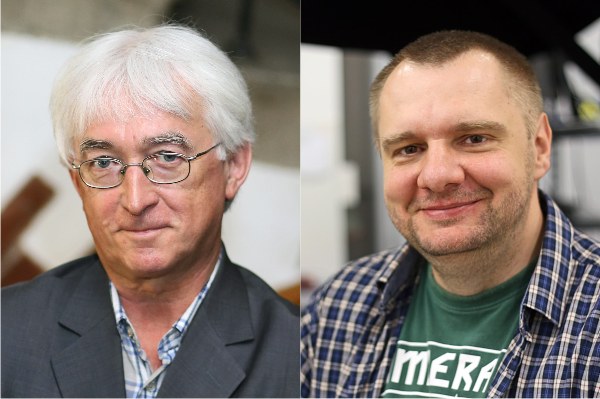 Nowi profesorowie: prof. Bogdan Burdziej (na zdjęciu z lewej) i prof. Sebastian Maćkowski [fot. Andrzej Romański]